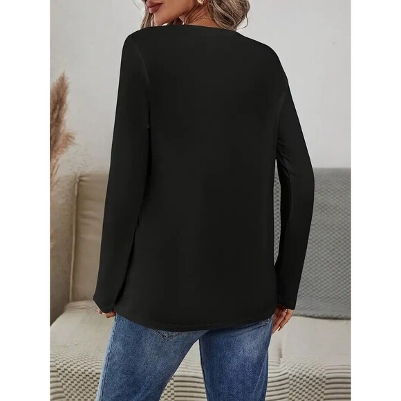 Kamala Harris (Comma La) Black Distressed Soft Knit Long Sleeve T-Shirt XXL 2X - Picture 3 of 5